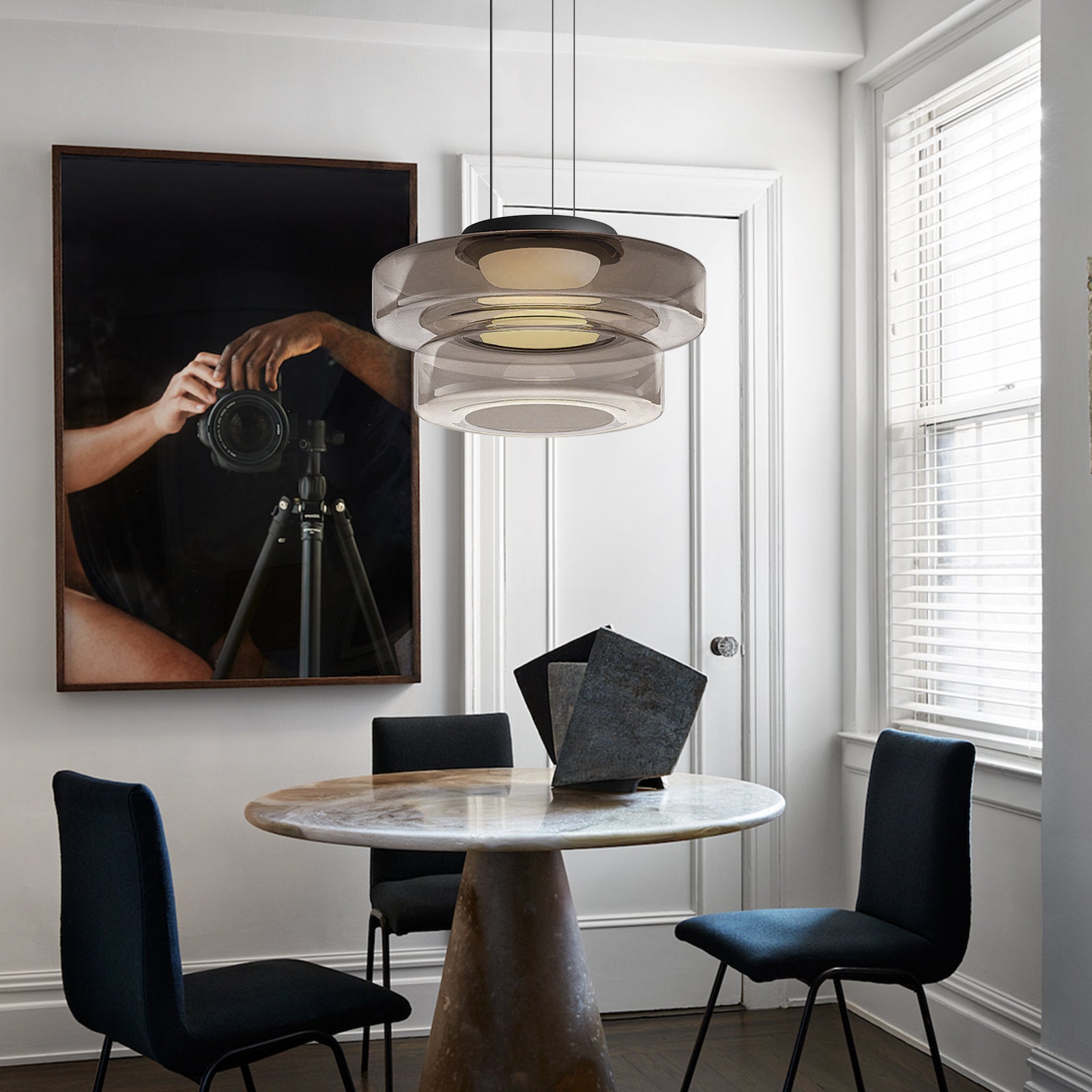 Hailie Modern Keuken Eiland Glas Hanglampen Woonkamer