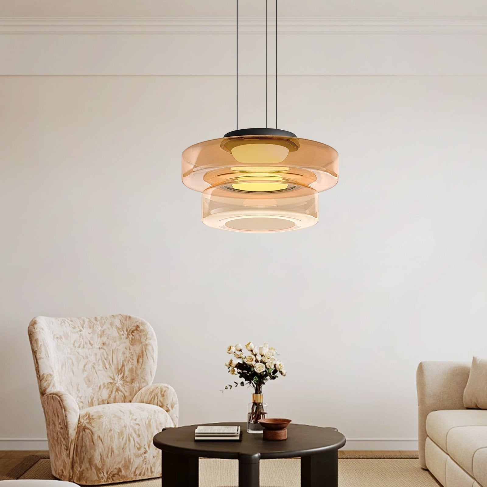 Hailie Modern Keuken Eiland Glas Hanglampen Woonkamer