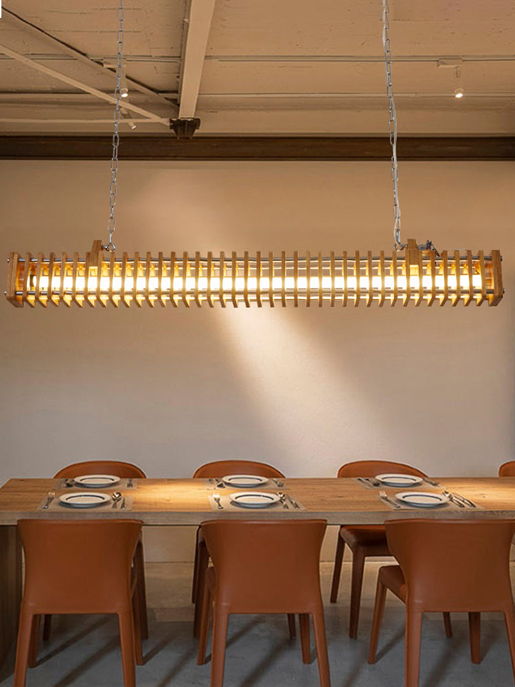 Brio Industriële Rechthoekige Metaal Hanglamp Hout, Modern, Slaapkamer/Woonkamer