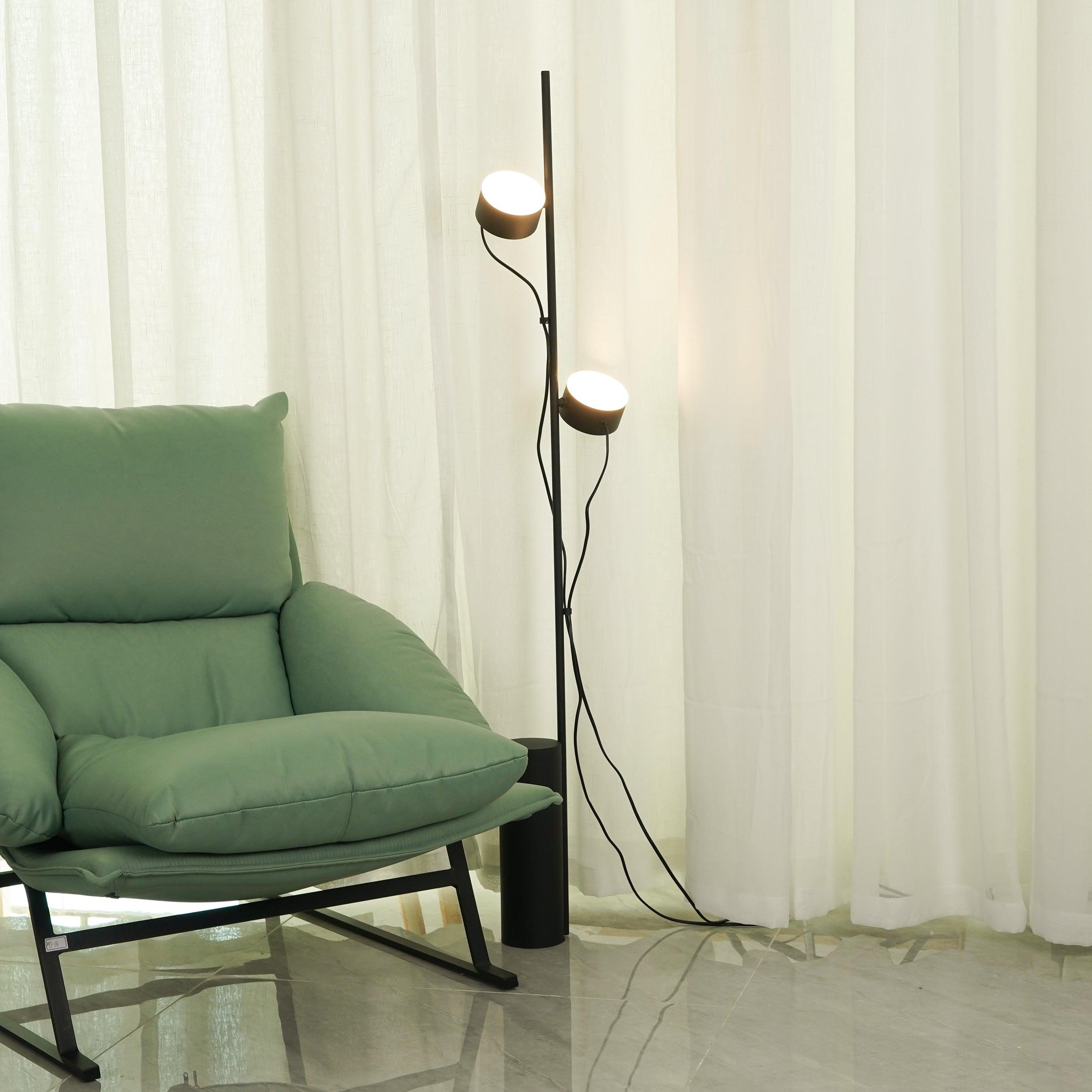 Elio Design Cilindrisch/Lineair Modern Vloerlamp, Metaal, Zwart, Slaapkamer