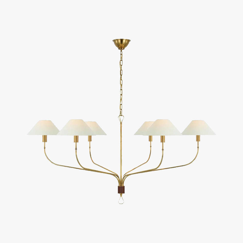 Valerio Vintage Luxe Messing Stof Kroonluchter Lampenkap Woonkamer Eetkamer