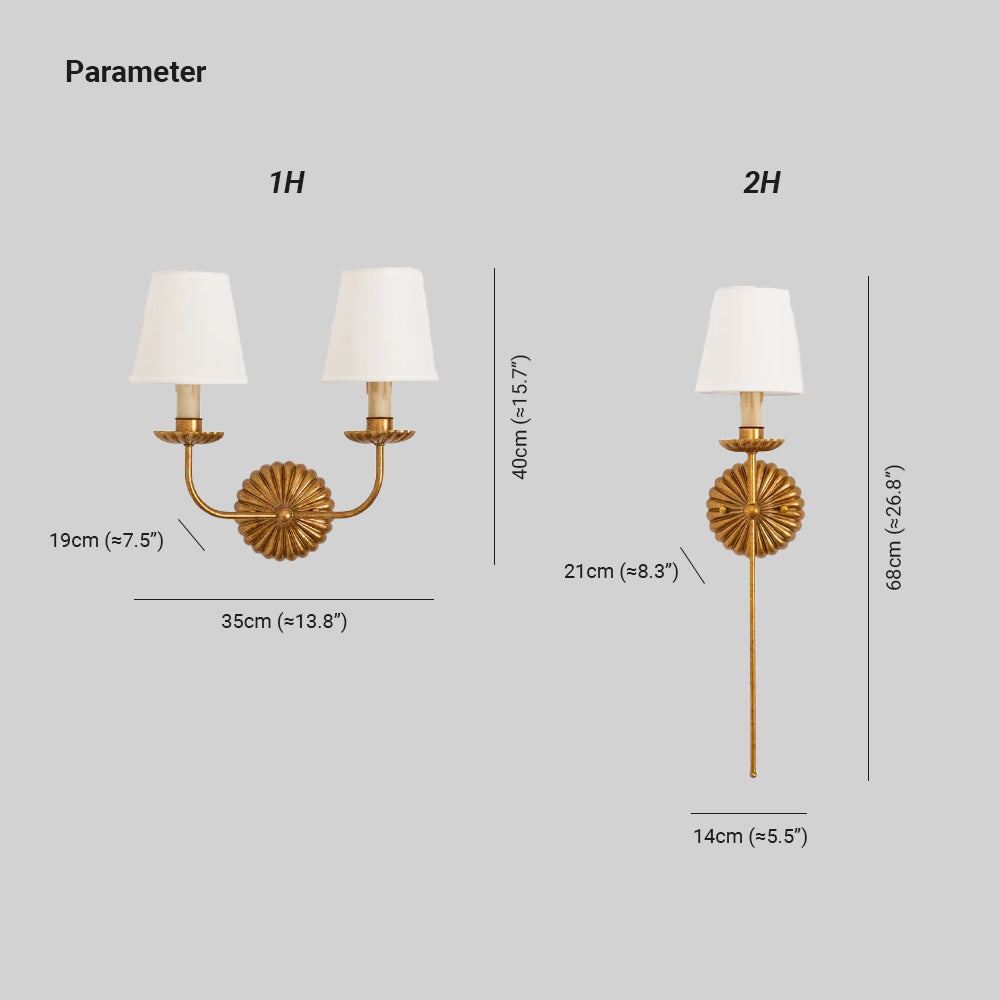 Valerio Vintage Antiek Metaal Stof Wandlamp Lampenkap Hal Woonkamer Slaapkamer