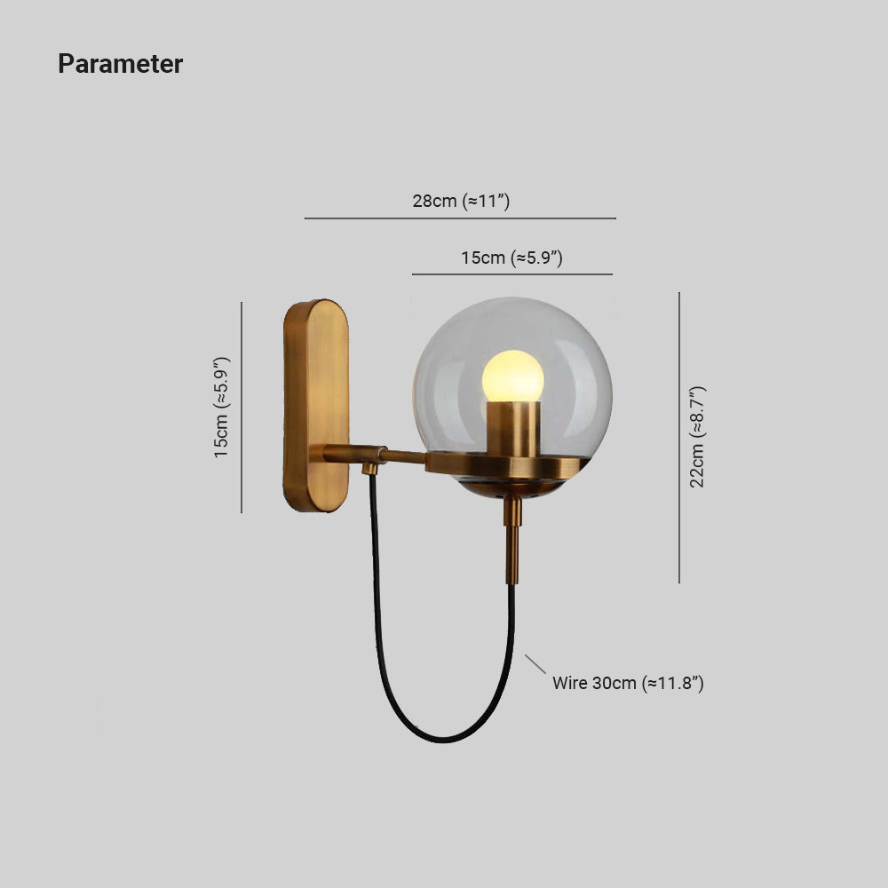 Valerio Retro Rustieke Glazen Design Wandlamp Zwart/Brons Woonk/Eetkamer