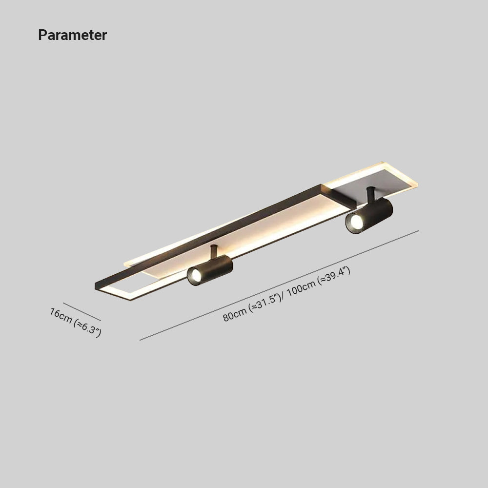 Haney Moderne Design LED Rechthoekige Verstelbare Plafondlamp Zwart Gang/Hal/Portiek