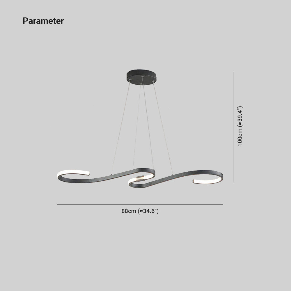 Louise Gebogen LED Hanglampen Wit Zwart Metaal Silicagel Eetkamer