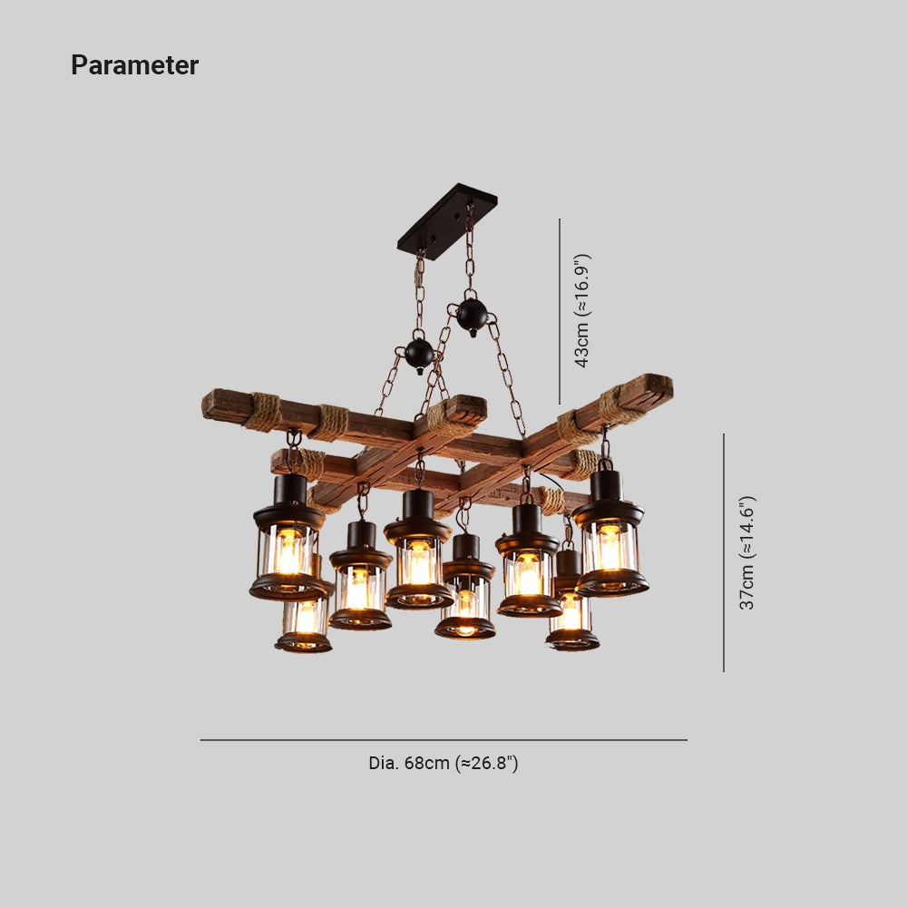 Brio Industriële LED Klassieke Kroonluchters Hout Glas Woonkamer
