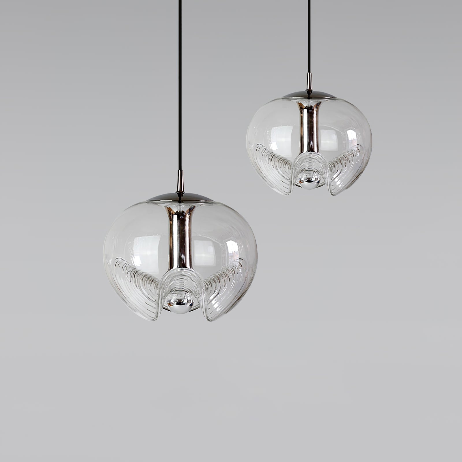 Hailie Moderne Golf Duidelijk Metaal Glas Hanglampen Slaapkamer
