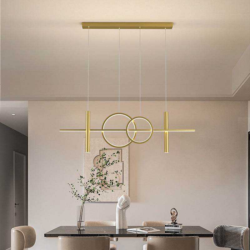 Madina Lineaire LED Hanglampen Zwart Goud Metaal Silicagel Eetkamer