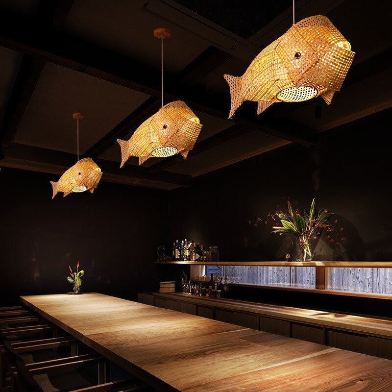 Muto Bamboe LED Hanglampen Hout Metaal Eetkamer Slaapkamer