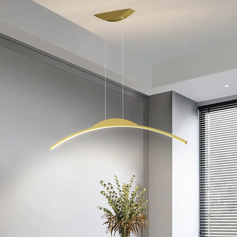 Louise Minimalistische Gebogen Hanglampen Zwart Goud Metaal Kantoor Restaurant