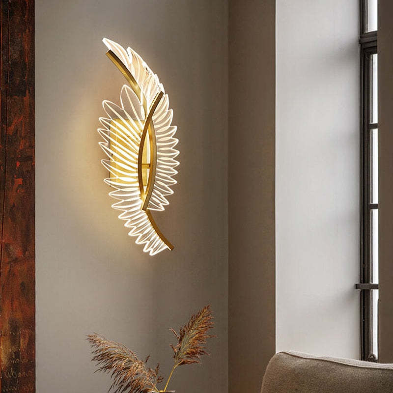 Kristy Moderne Wandlamp Metaal/Acryl Gouden Vleugels Design Sconce Voor Slaap/Woonkamer