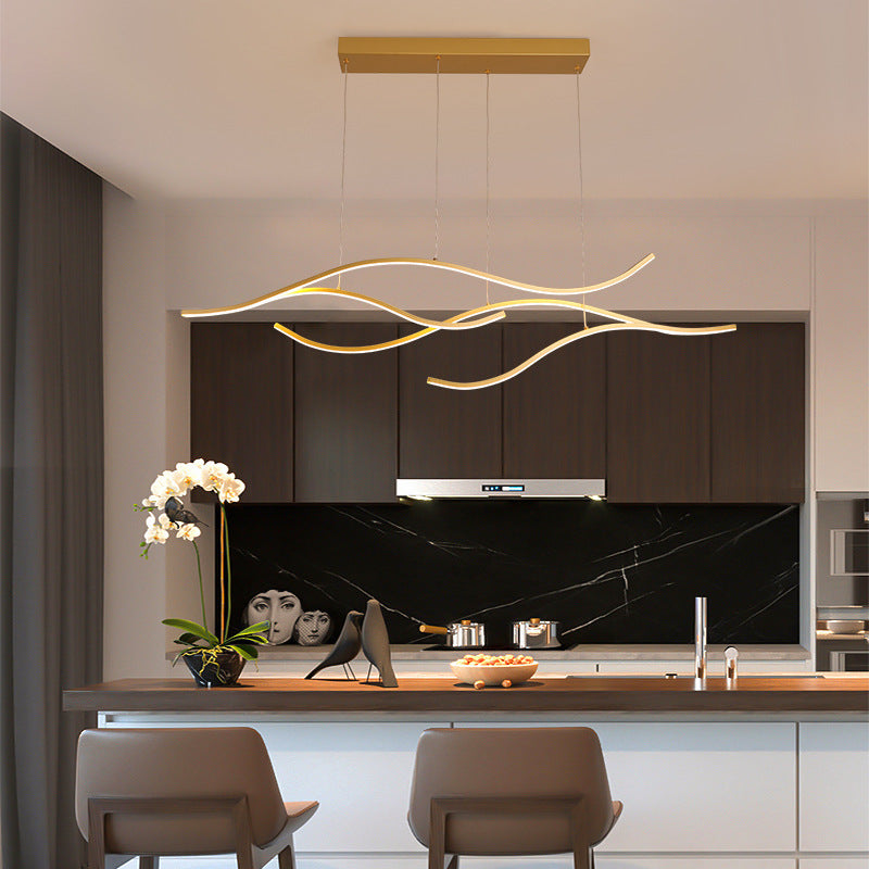 Louise Modern Golflijn LED Hanglamp Metaal Zwart/Goud Restaurant/Kantoor