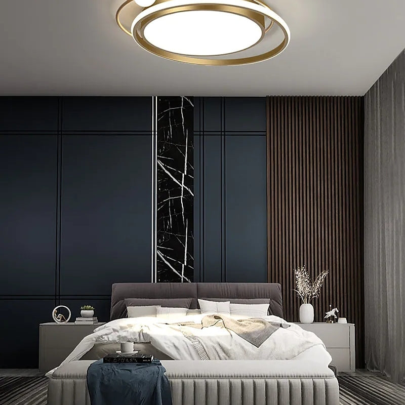 Lacey Moderne Ronde LED Plafondlamp Zwart/Goud Metaal/Silicagel Slaap/Woonkamer