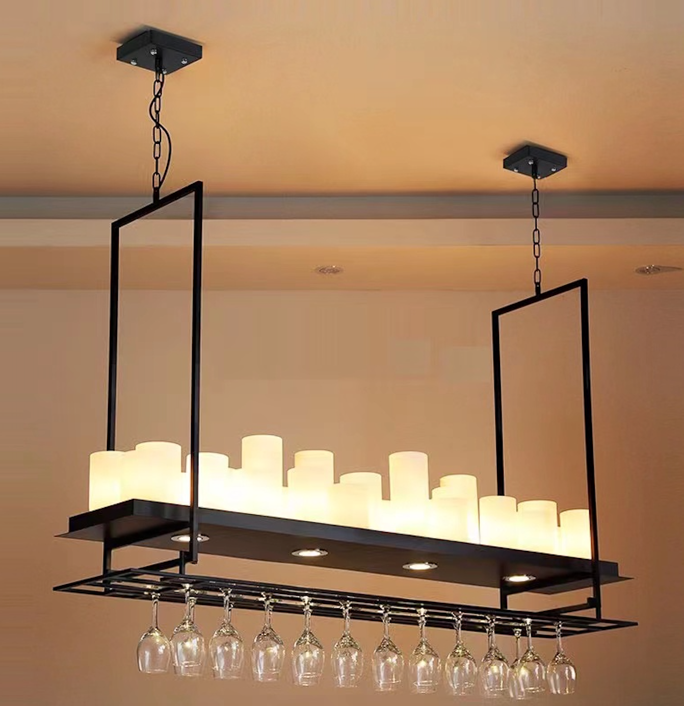 Dorian Industriele LED Hanglamp Zwart Eettafel Metaal/Glas