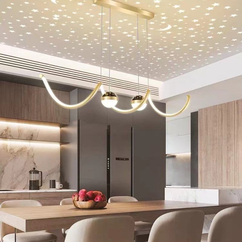 Madina Design Golvende Vorm LED Hanglampen Zwart/Wit/Goud Metaal/Acryl Kantoor