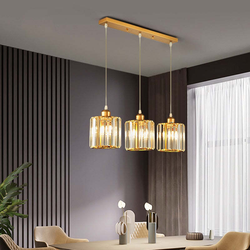 Herbert Moderne Cluster Cilinder Hanglampen Zwart Goud Glas Eetkamer