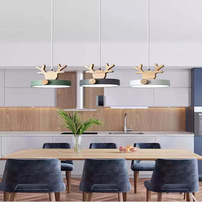 Morandi Modern Deer Antler LED Kroonluchter Hout Slaapkamer Woonkamer Eetkamer
