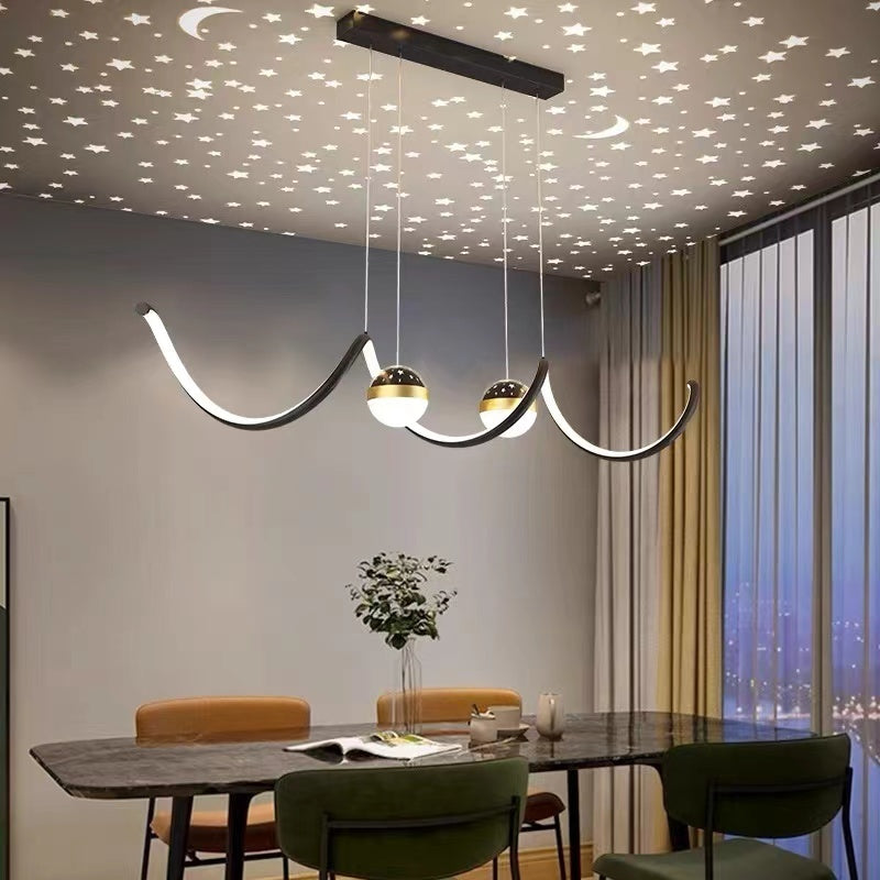 Madina Design Golvende Vorm LED Hanglampen Zwart/Wit/Goud Metaal/Acryl Kantoor