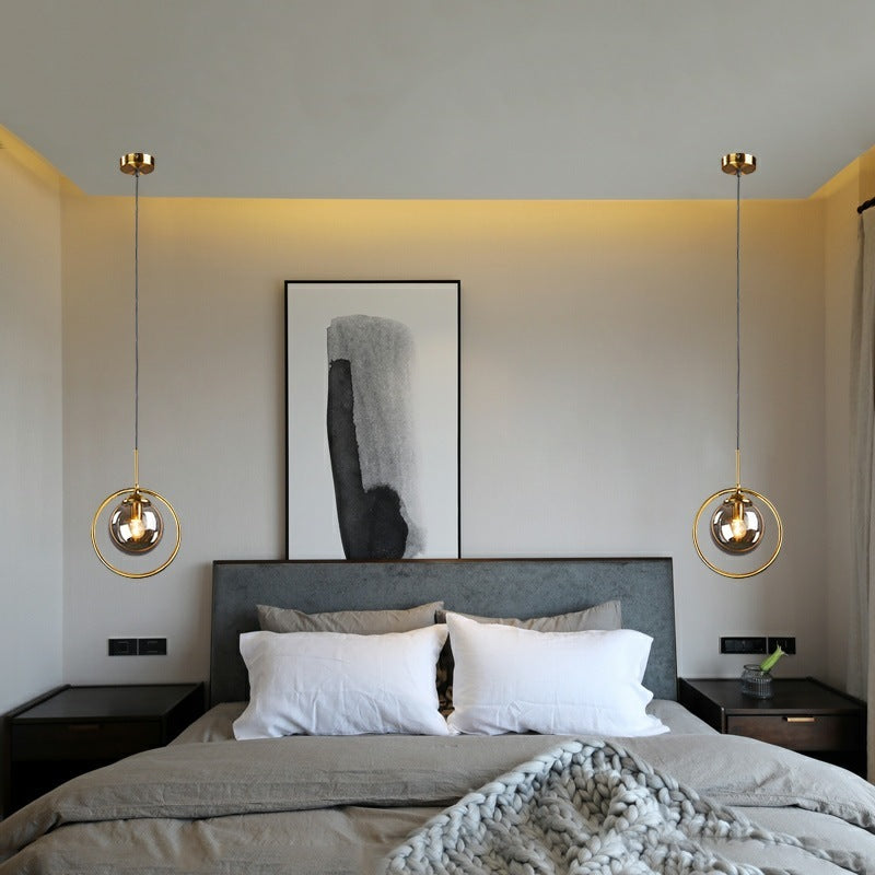 Hailie Moderne LED Ronde Hanglamp Metaal/Glas Transparent/Grijs/Cognac Slaap/Woon/Eetkamer