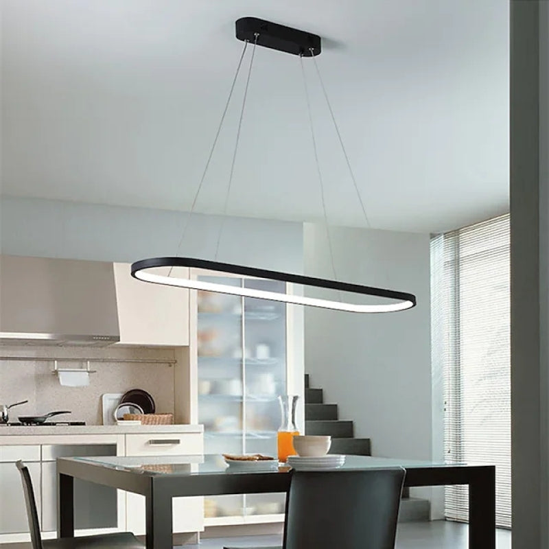 Edge Moderne Oval LED Hanglamp Zwart/Wit/Goud Metaal/Silicone Woon/Eetkamer