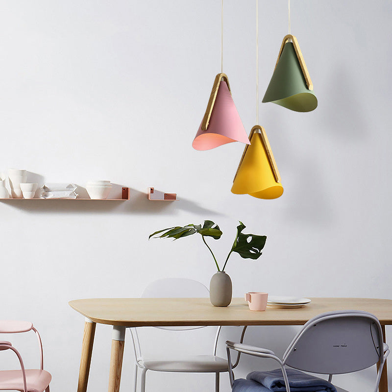 Morandi Moderne LED Hanglampen Roze/Groen/Geel Metaal/Hout Eetkamer