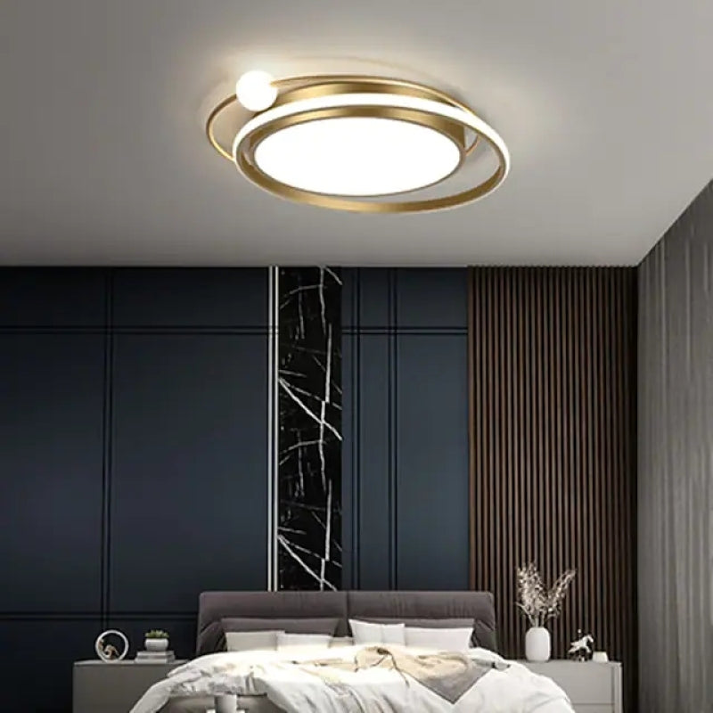 Lacey Moderne Ronde LED Plafondlamp Zwart/Goud Metaal/Silicagel Slaap/Woonkamer