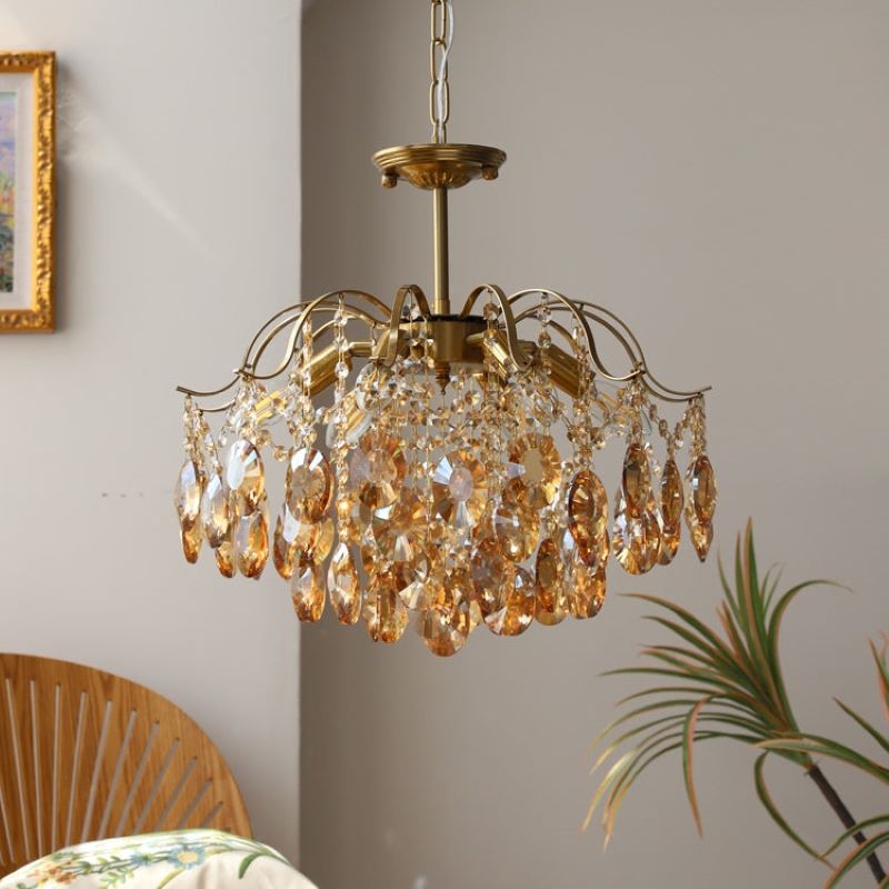 Marilyn Retro Kristal Kroonluchters Amber Glas Metaal Woonkamer