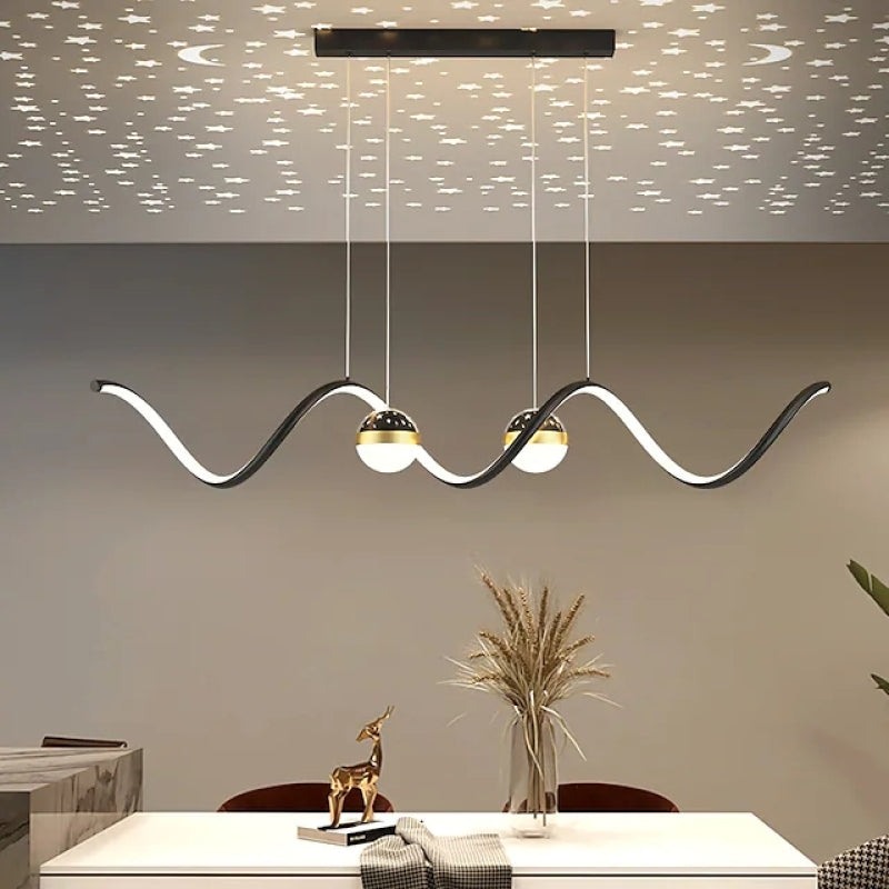 Madina Design Golvende Vorm LED Hanglampen Zwart/Wit/Goud Metaal/Acryl Kantoor