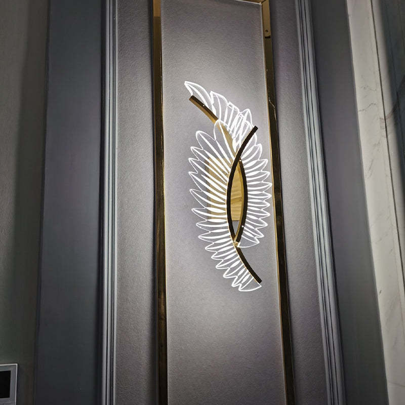 Kristy Moderne Wandlamp Metaal/Acryl Gouden Vleugels Design Sconce Voor Slaap/Woonkamer