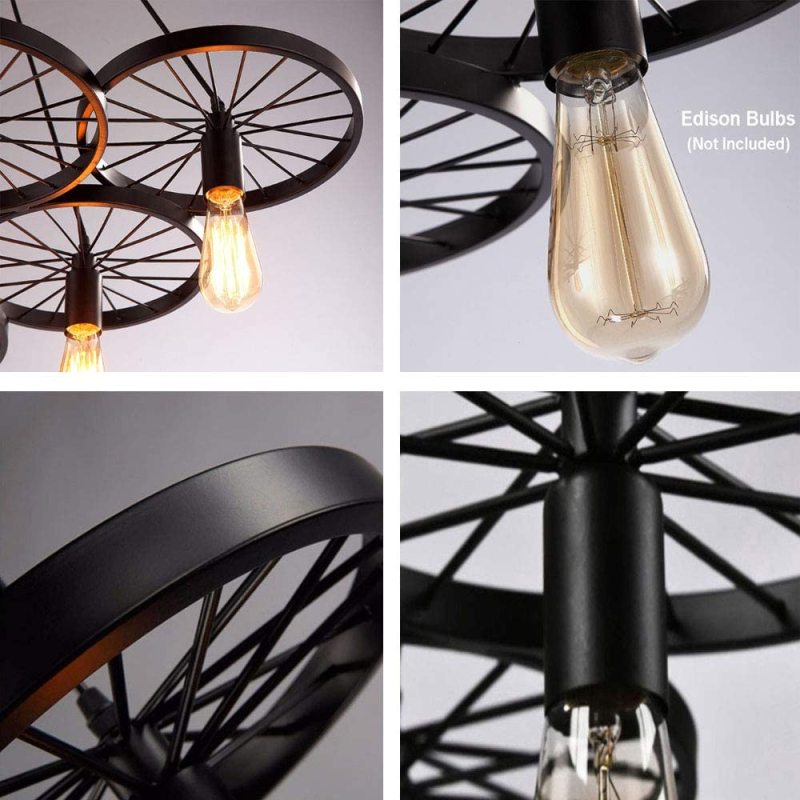 Valerio Retro LED Hanglampen Loft Zwart Rust Metaal Woonkamer