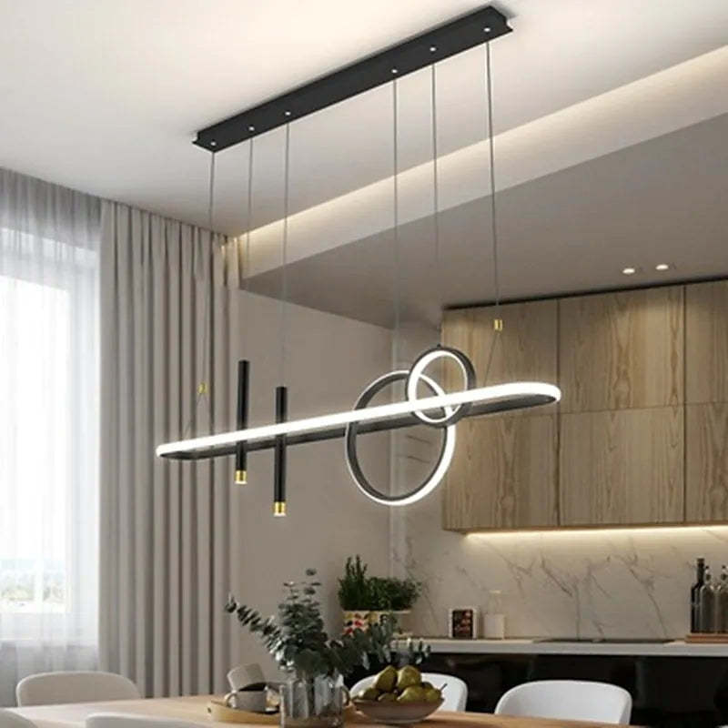 Madina Ronde LED Hanglampen Zwart Goud Metaal Silica Gel Eetkamer