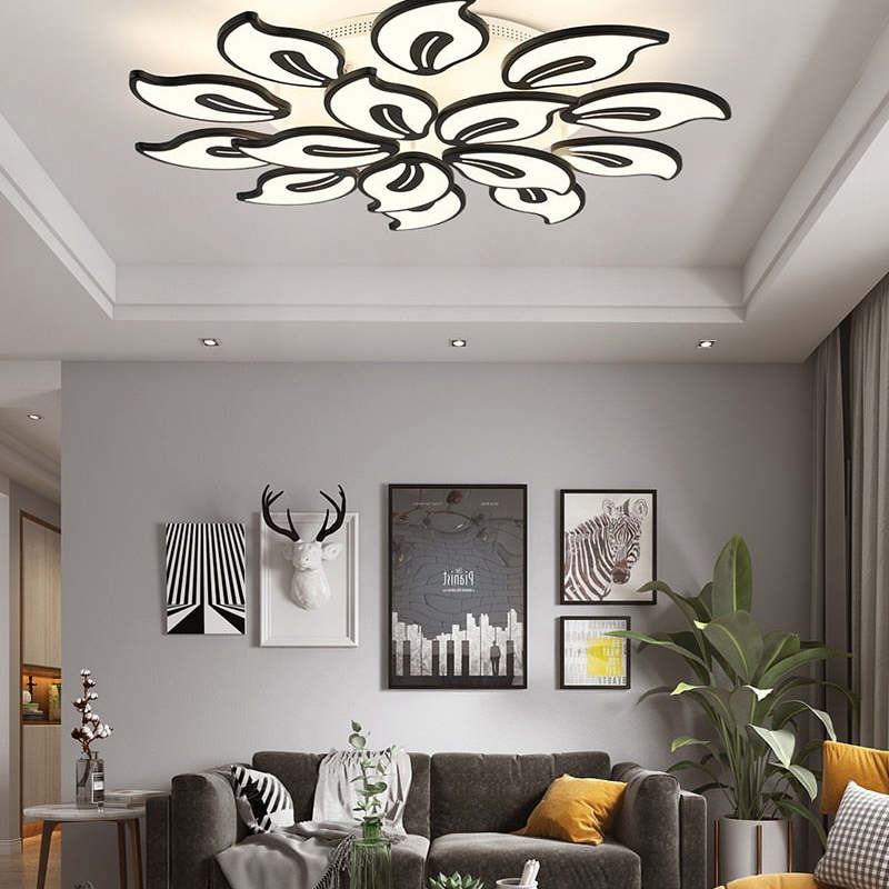 Hana Design Bloemvorm LED Plafondlamp Metaal/Acryl Wit/Zwart Woon/Slaapkamer