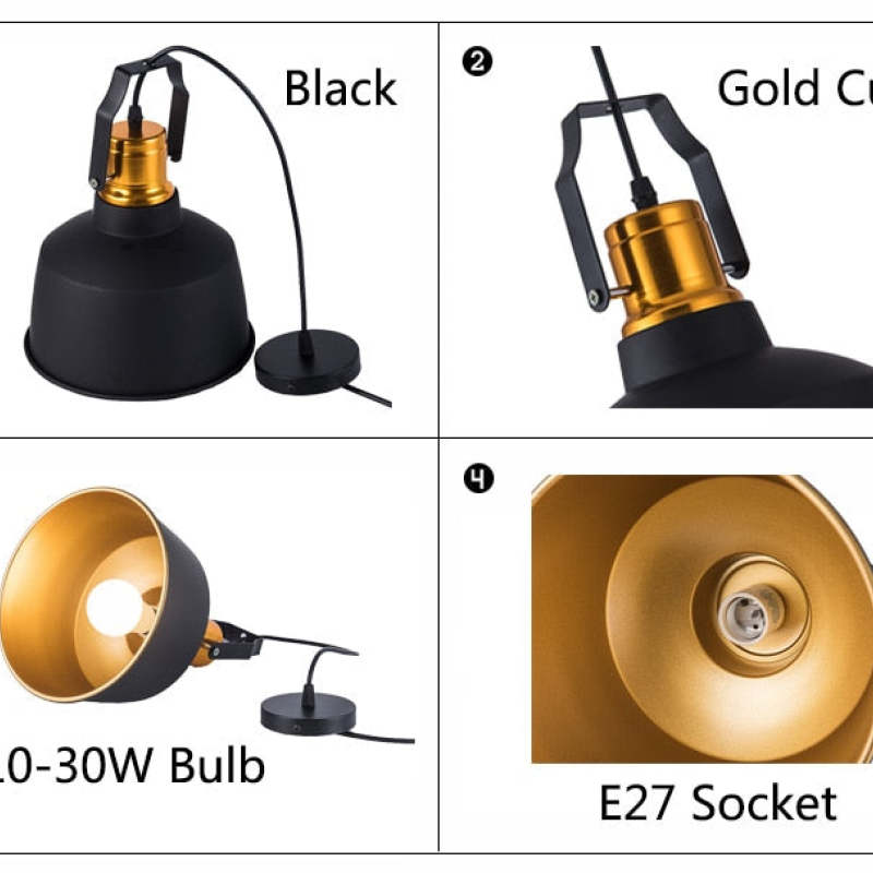 Alaric Industriele LED Hanglamp Zwart Goud Metaal Eetkamer Slaapkamer