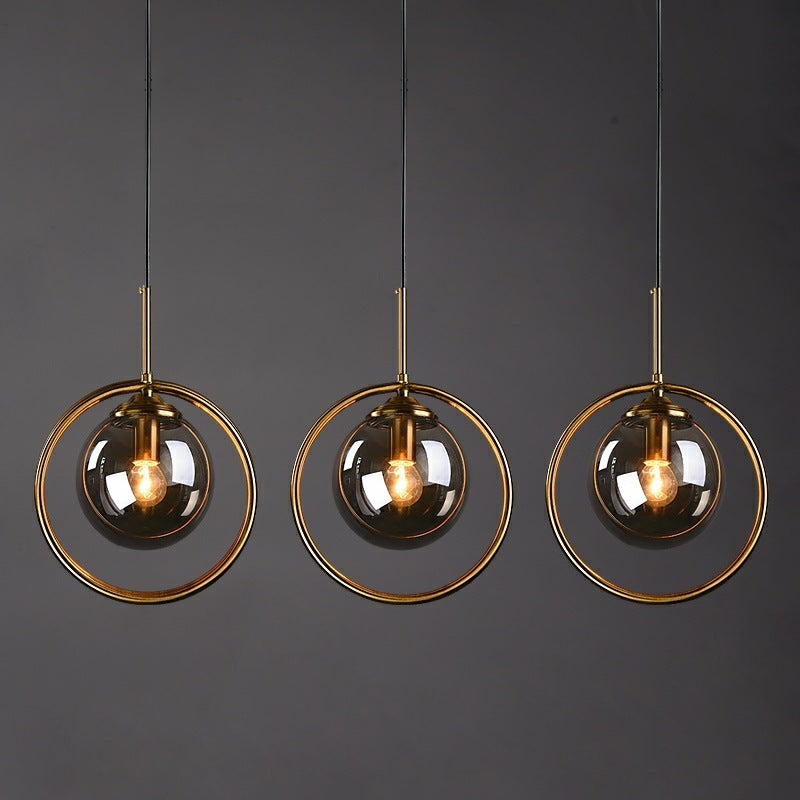 Hailie Moderne LED Ronde Hanglamp Metaal/Glas Transparent/Grijs/Cognac Slaap/Woon/Eetkamer
