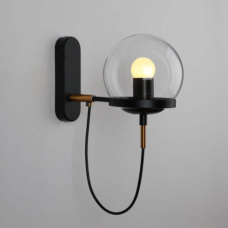 Valerio Retro Rustieke Glazen Design Wandlamp Zwart/Brons Woonk/Eetkamer