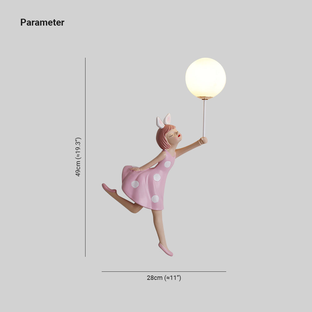 Minori Design Meisje LED Wandlamp Hars Roze Slaap/Kinder/Woon/Eetkamer
