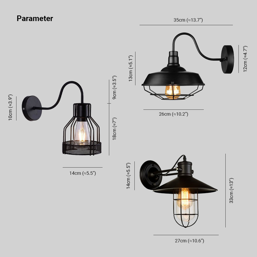 Valerio Wall Lamp Vintage/Antique, Metal, Black, Hallway