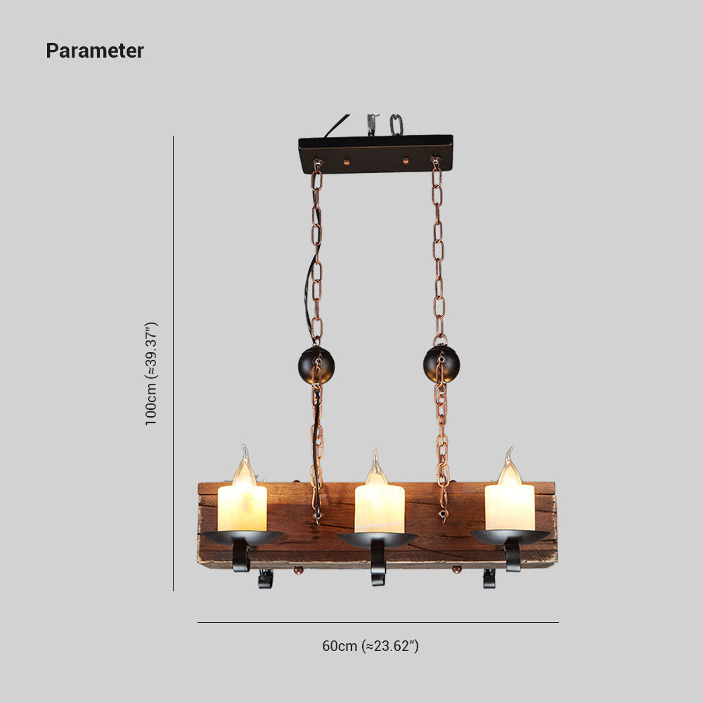 Brio Retro Rectangular Metal/Wood Pendant Light, Walnut