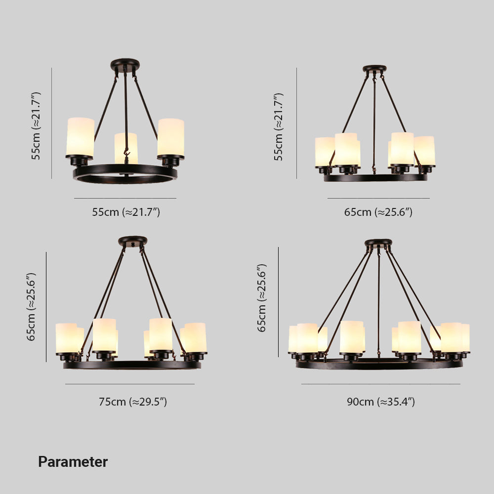Valerio Retro Kroonluchter Van Zwart Metaal/Glas Voor De Woonkamer