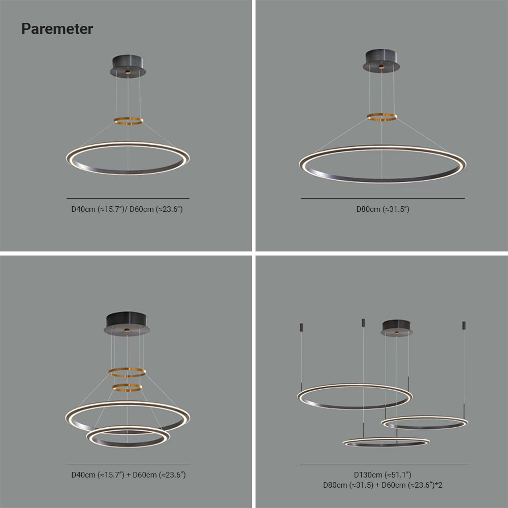 Alonza Minimalist Ring Metal Pendant Light, Black