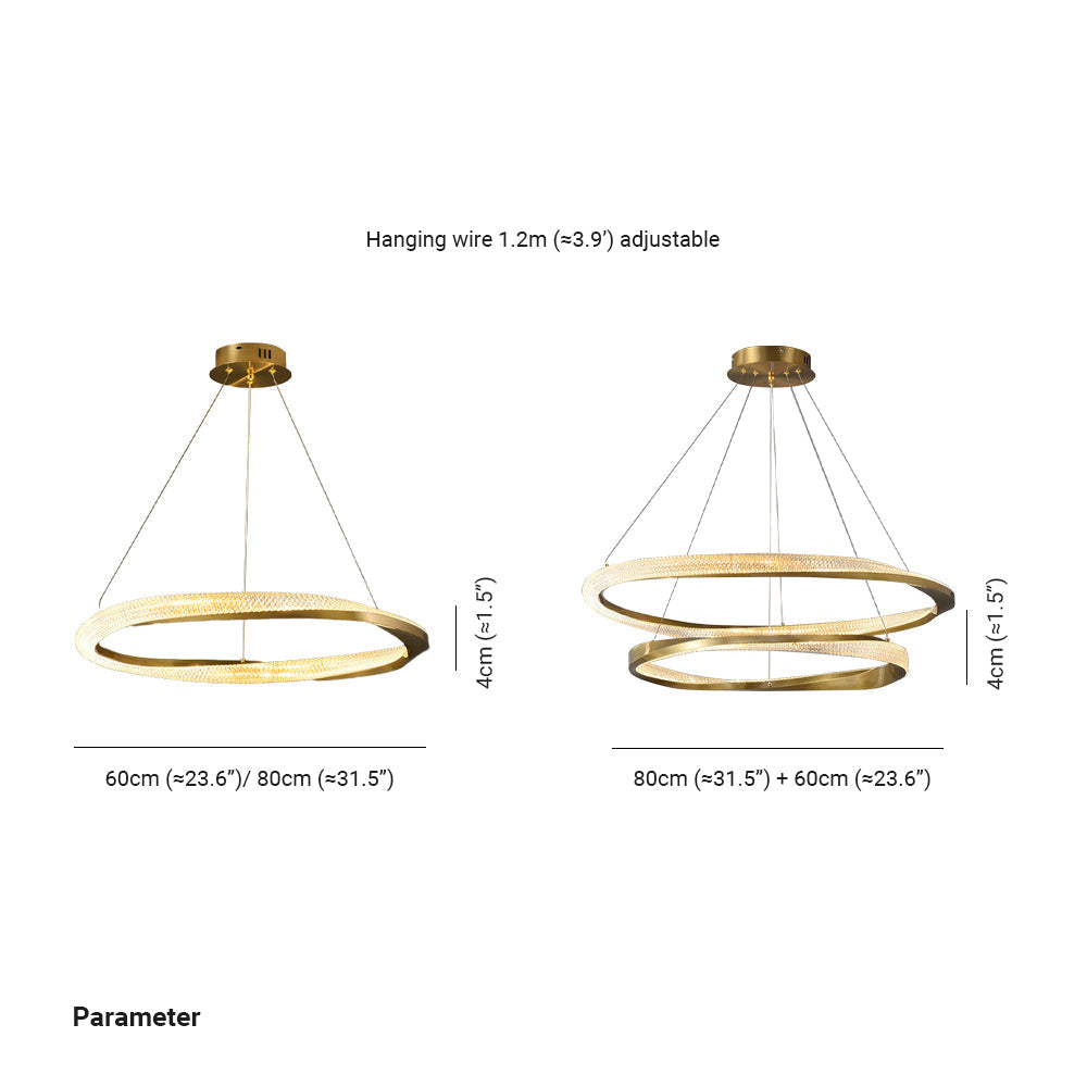 Alonza Minimalist Ring Spiral Shape Metal Pendant Light,Gold