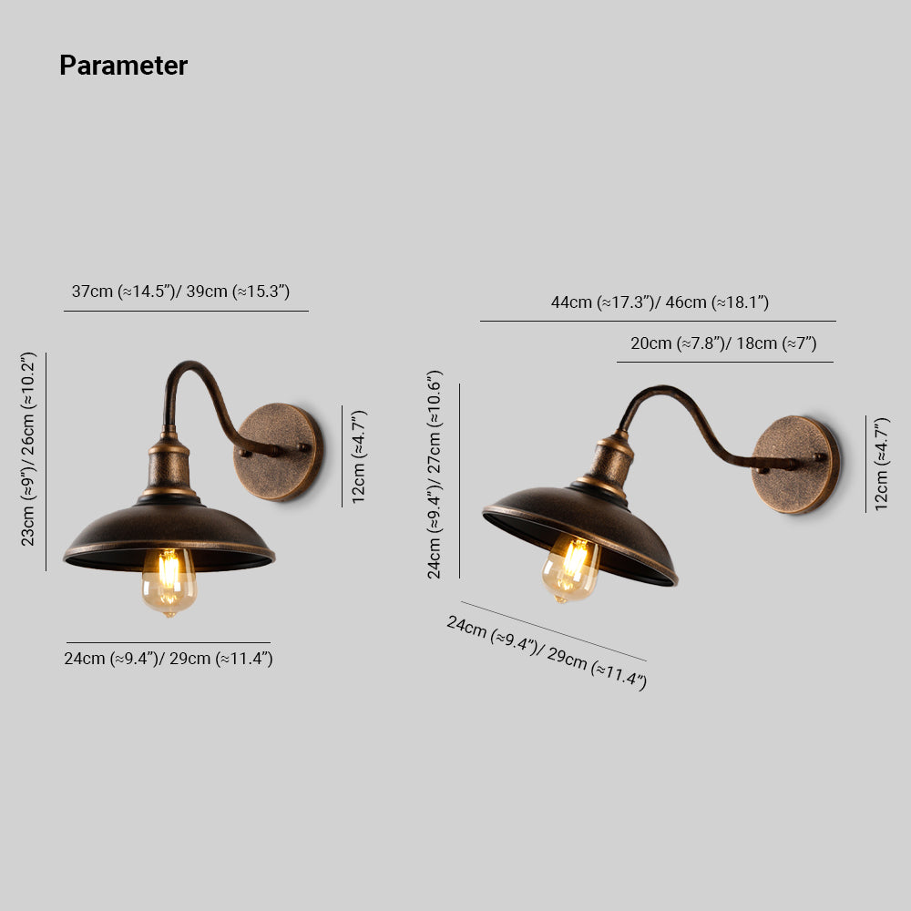 Valerio Rustieke Komvormige mMetalen Wandlamp, Antiek Messing