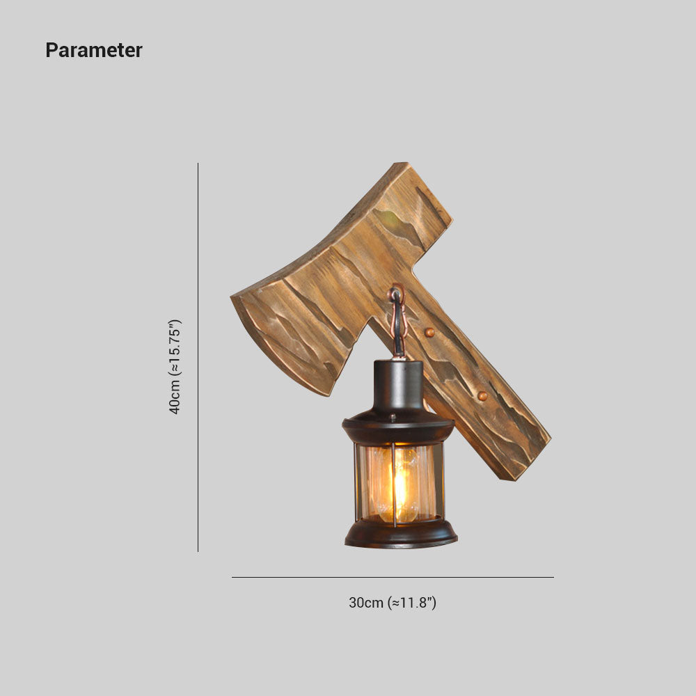 Brio Hamervorm Vintage Wandlamp, Hout/Metaal, Woonk/ Eetk/Slaapkamer