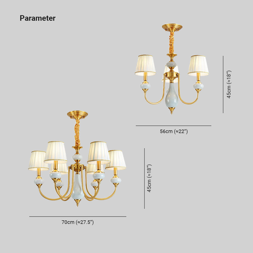 Valerio Retro Elegant Fabric Chandelier, Beige/Blue