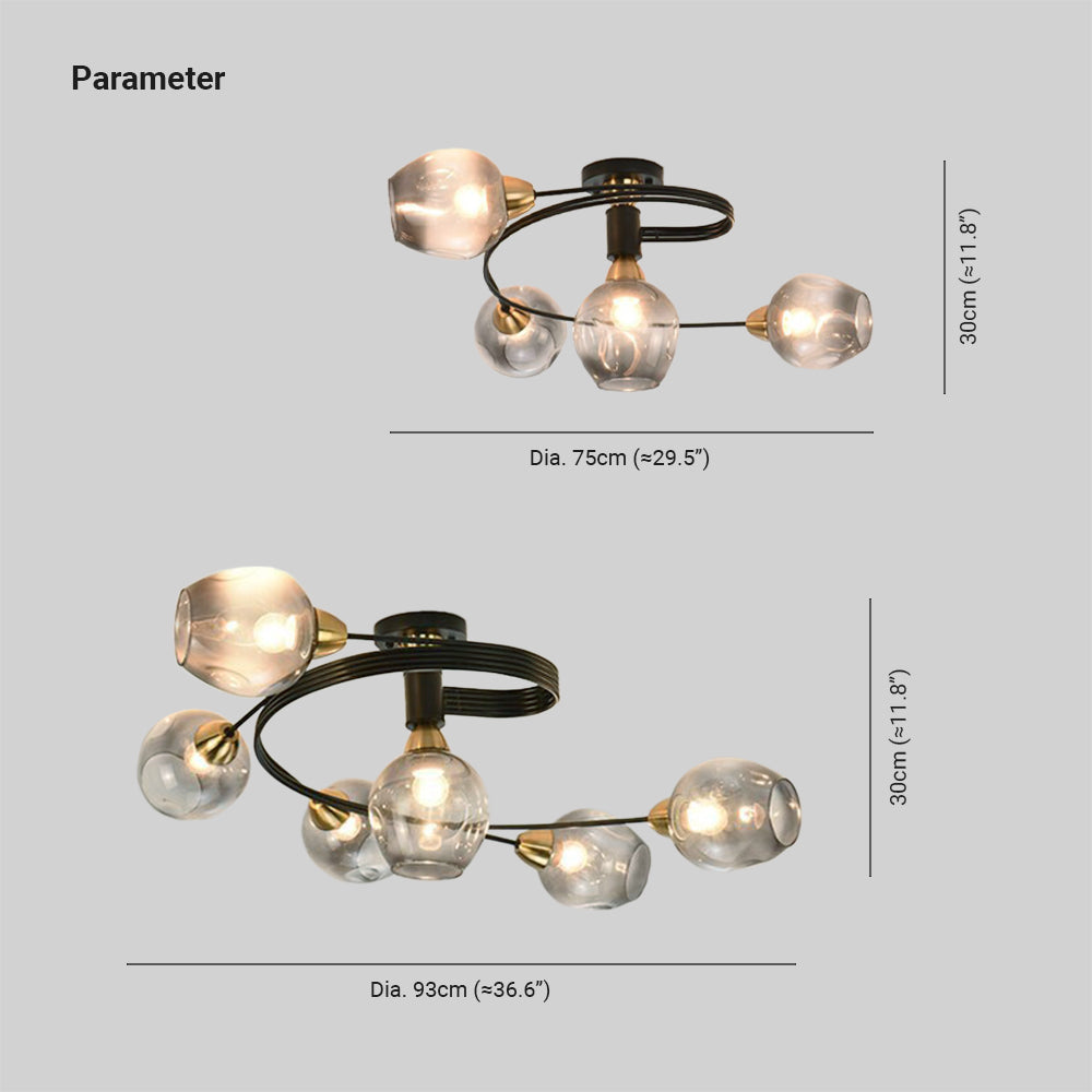 Valentina Moderne Mooi LED Plafondlampen Stijlvol Zwart Metaal/Glas Slaapkamer