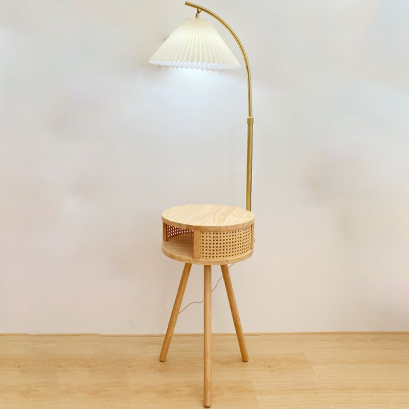 Ozawa Retro Design LED Geplooide Vloerlamp Metaal/Hout Nachtkastje Eetkamer/Woonkamer