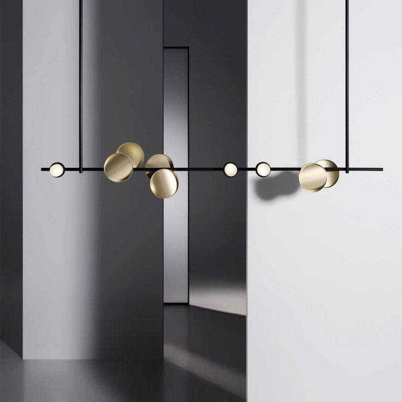 Elio Minimalistische Design Lineaire Metalen Hanglamp, Zwart, Woonk/Eetkamer