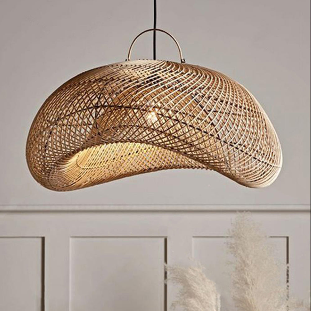 Muto Design LED Hanglamp Metaal/Rattan Hout Slaap/Woon/Eetkamer