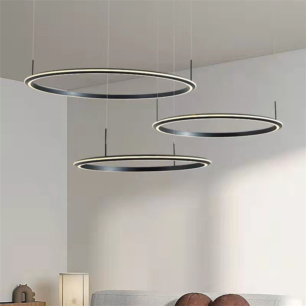 Alonza Minimalist Ring Metal Pendant Light, Black
