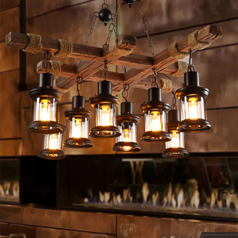 Brio Industriële LED Klassieke Kroonluchters Hout Glas Woonkamer